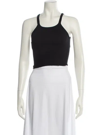 Pre-owned Éterne Halterneck Sleeveless Crop Top In Gray