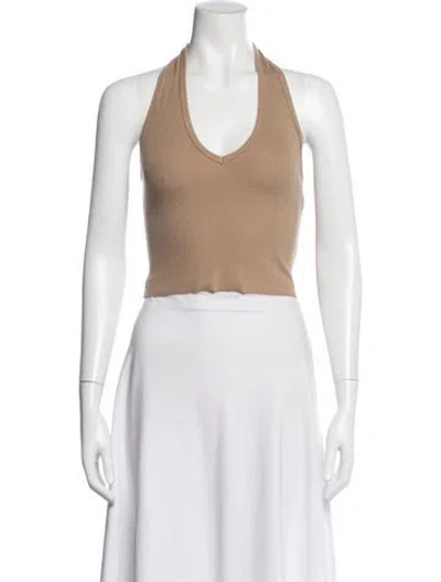 Pre-owned Éterne Halterneck Sleeveless Crop Top In Gray