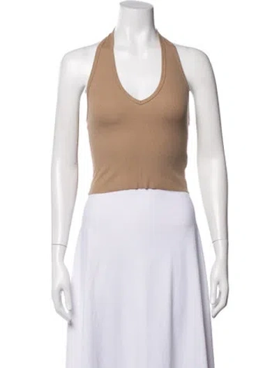 Pre-owned Éterne Halterneck Sleeveless Crop Top In Neutrals