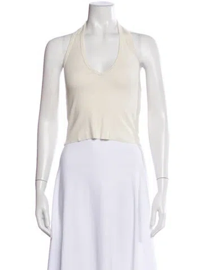 Pre-owned Éterne Halterneck Sleeveless Crop Top In White