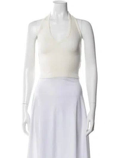Pre-owned Éterne Halterneck Sleeveless Crop Top In White