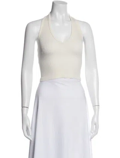 Pre-owned Éterne Halterneck Sleeveless Crop Top In White
