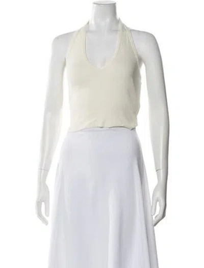 Pre-owned Éterne Halterneck Sleeveless Top In White