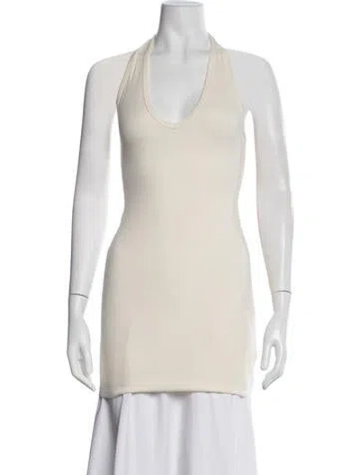 Pre-owned Éterne Halterneck Sleeveless Top In White