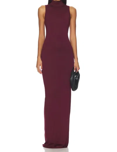 Éterne Harlow Soft Jersey Maxi Dress In Oxblood In Brown