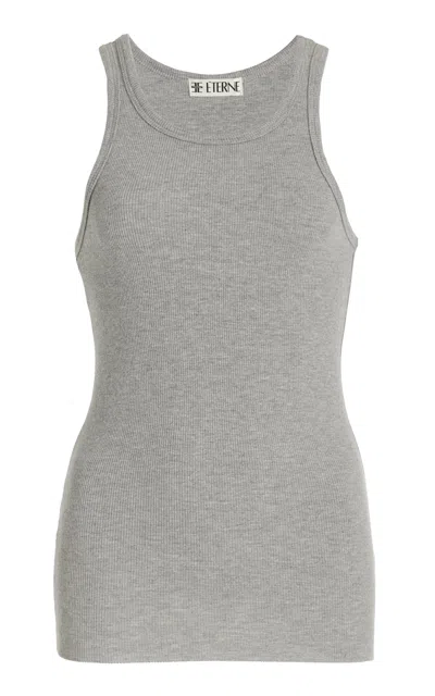 Éterne High-neck Fitted Jersey Tank Top In Grey