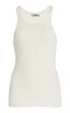 Éterne High Neck Fitted Tank Top In Cream In Ivory