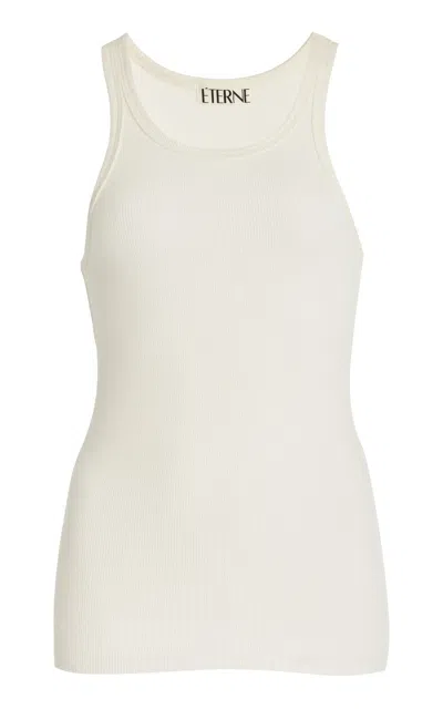 Éterne High Neck Fitted Tank Top In Cream In Neutral