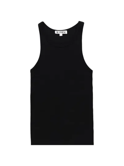 Éterne High Neck Fitted Tank Top In Black