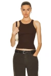 Éterne High Neck Fitted Tank Top In Chocolate