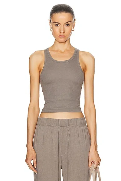 Éterne High Neck Fitted Tank Top In Clay
