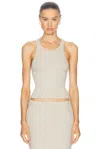 Éterne High Neck Fitted Tank Top In Heather Oatmeal