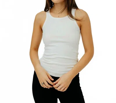 Éterne High Neck Fitted Tank Top In Cream In White