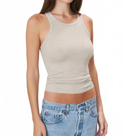 Éterne High Neck Fitted Tank Top In Heather Oatmeal In Gray