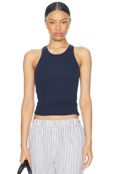 Éterne High Neck Fitted Tank Top In Navy