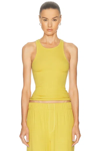 Éterne High Neck Fitted Tank Top In Yellow