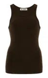 Éterne High-neck Stretch Cotton-modal Tank Top In Green