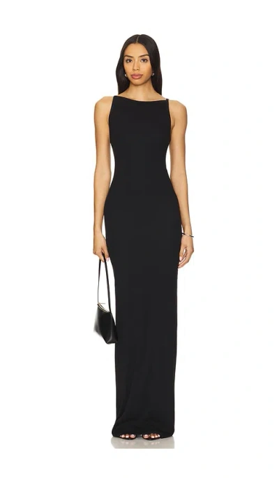 Éterne Iris Ribbed Stretch-cotton And Modal-blend Jersey Maxi Dress In Black