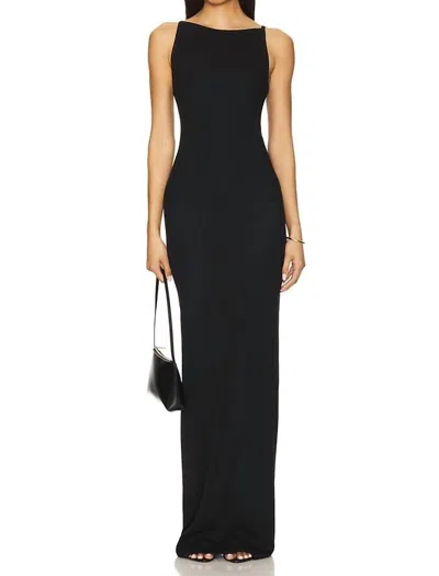 Éterne Iris Ribbed Stretch-cotton And Modal-blend Jersey Maxi Dress In Black