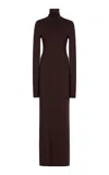 Éterne Jersey Turtleneck Maxi Dress In Brown