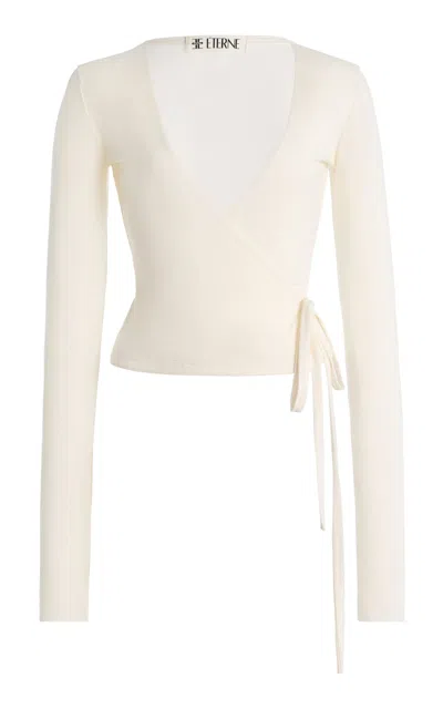 Éterne Jersey Wrap Top In White