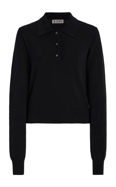Éterne Journey Cashmere Polo Sweater In Black