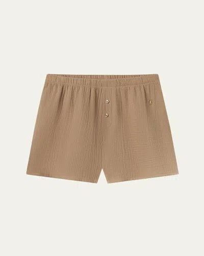 Éterne Jude Gauze Boxer Shorts In Brown