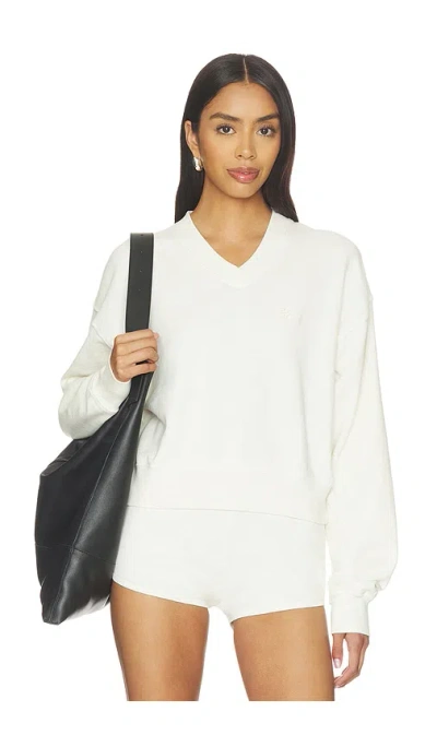 Éterne Lightweight French Terry Cropped V-neck Sweatshirt In Brown