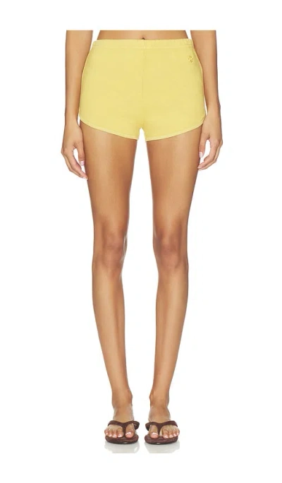 Éterne Lightweight French Terry Mini Track Short In Yellow