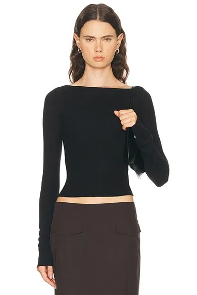 Éterne Long Sleeve Boatneck Top In Black