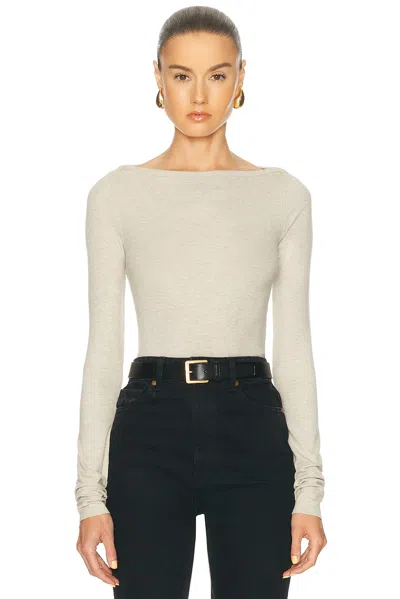 Éterne Long Sleeve Boatneck Top In Brown