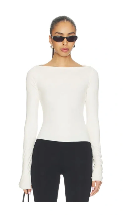 Éterne Long Sleeve Boatneck Top In White
