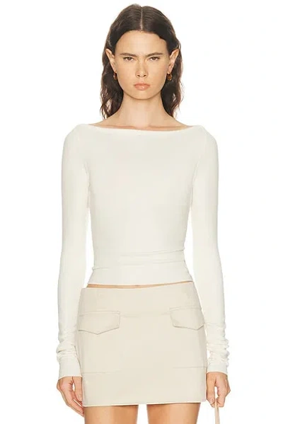 Éterne Long Sleeve Boatneck Top In White