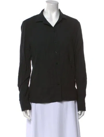 Pre-owned Éterne Long Sleeve Button-up Top In Black