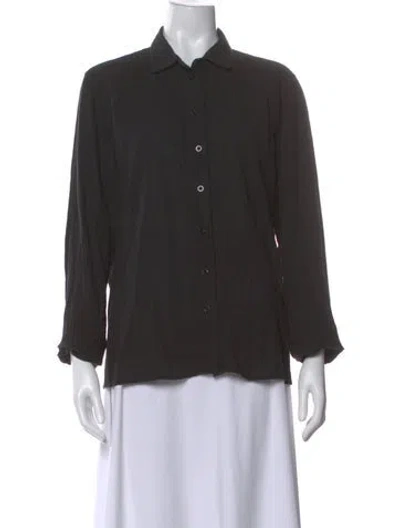 Pre-owned Éterne Long Sleeve Button-up Top In Gray
