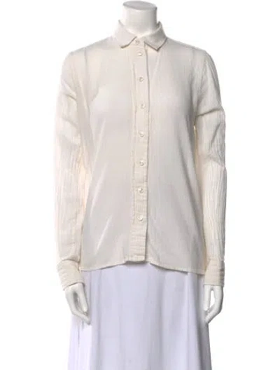 Pre-owned Éterne Long Sleeve Button-up Top In Neutral
