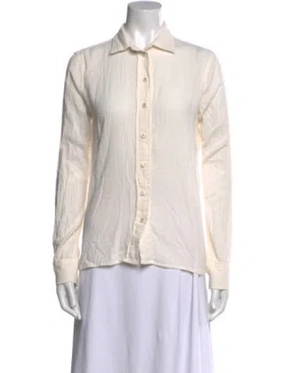 Pre-owned Éterne Long Sleeve Button-up Top In Neutral