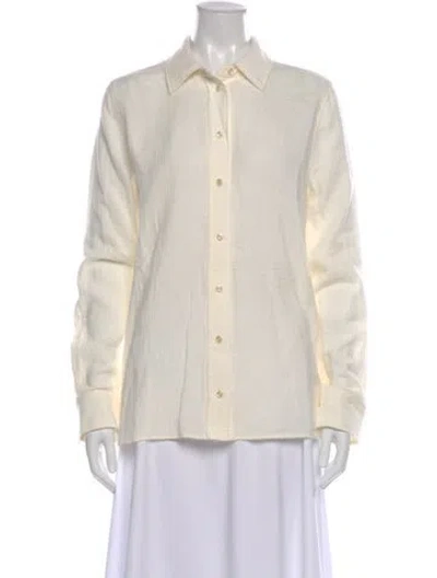 Pre-owned Éterne Long Sleeve Button-up Top In Neutral