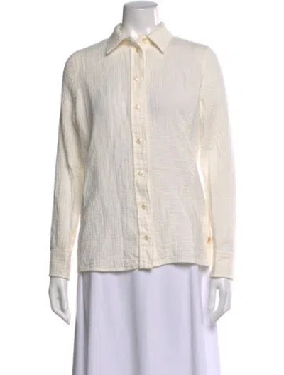 Pre-owned Éterne Long Sleeve Button-up Top In Neutral