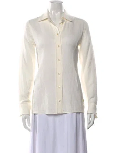 Pre-owned Éterne Long Sleeve Button-up Top In Neutral