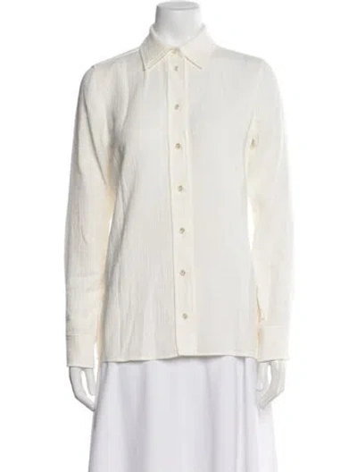 Pre-owned Éterne Long Sleeve Button-up Top In Neutral
