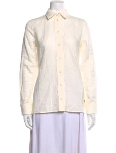 Pre-owned Éterne Long Sleeve Button-up Top In Neutral