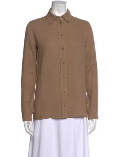 Pre-owned Éterne Long Sleeve Button-up Top In Neutral