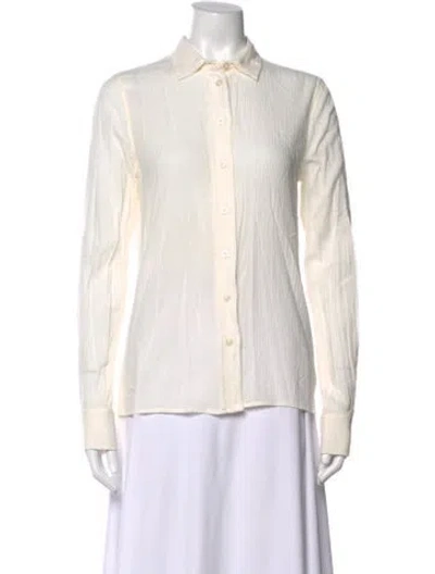 Pre-owned Éterne Long Sleeve Button-up Top In Neutral