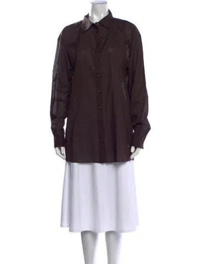 Pre-owned Éterne Long Sleeve Button-up Top In Purple