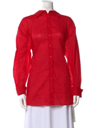 Pre-owned Éterne Long Sleeve Button-up Top In Red