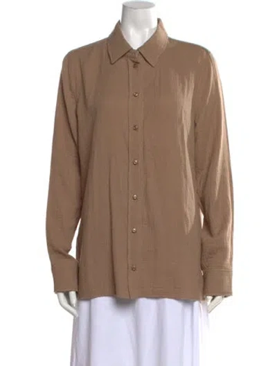 Pre-owned Éterne Long Sleeve Button-up Top W/ Tags In Neutrals