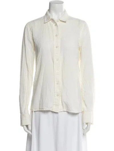 Pre-owned Éterne Long Sleeve Button-up Top In White