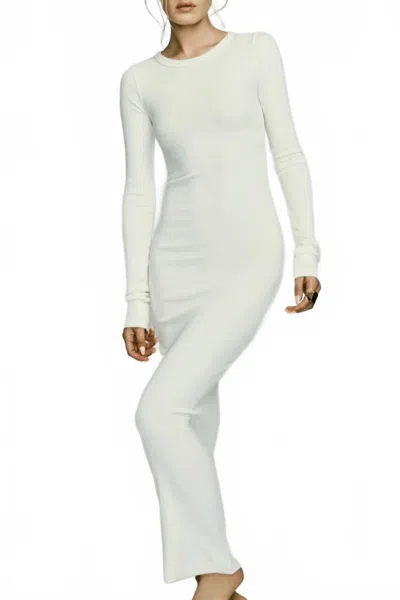 Éterne Long Sleeve Crew Maxi Dress In Cream In White