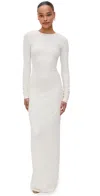 Éterne Long Sleeve Crewneck Maxi Dress In Cream